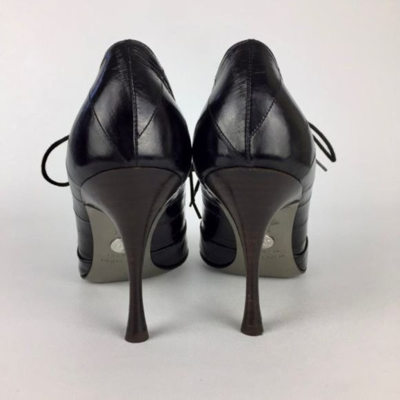 Dolce Gabbana Black Lace Up Oxford Stiletto Booties size EU 36.5 US 6.5 - Picture 4 of 16